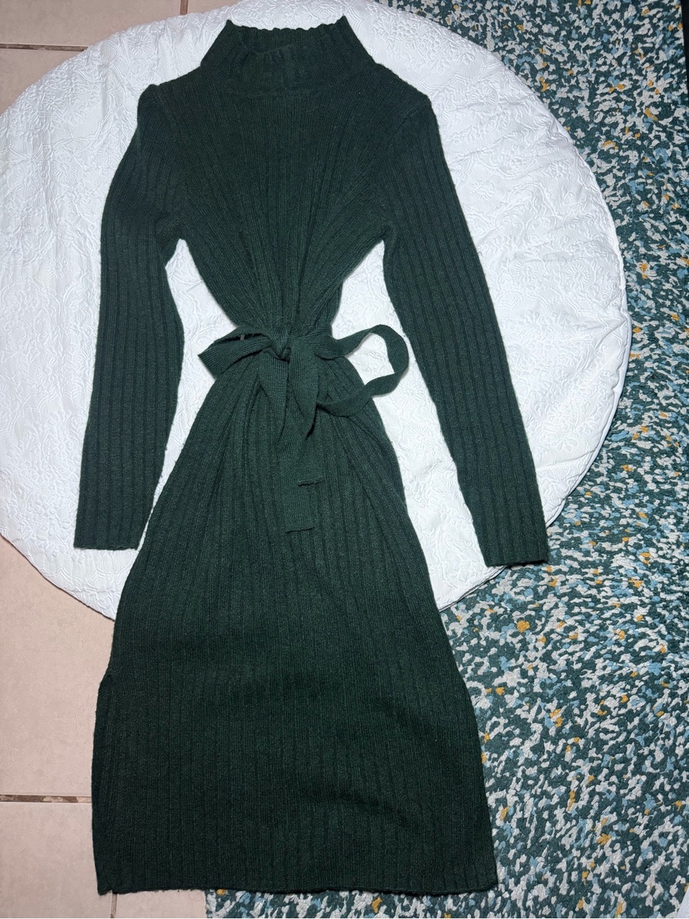 William Rast Ribbed Sweater Midi Dress Green M